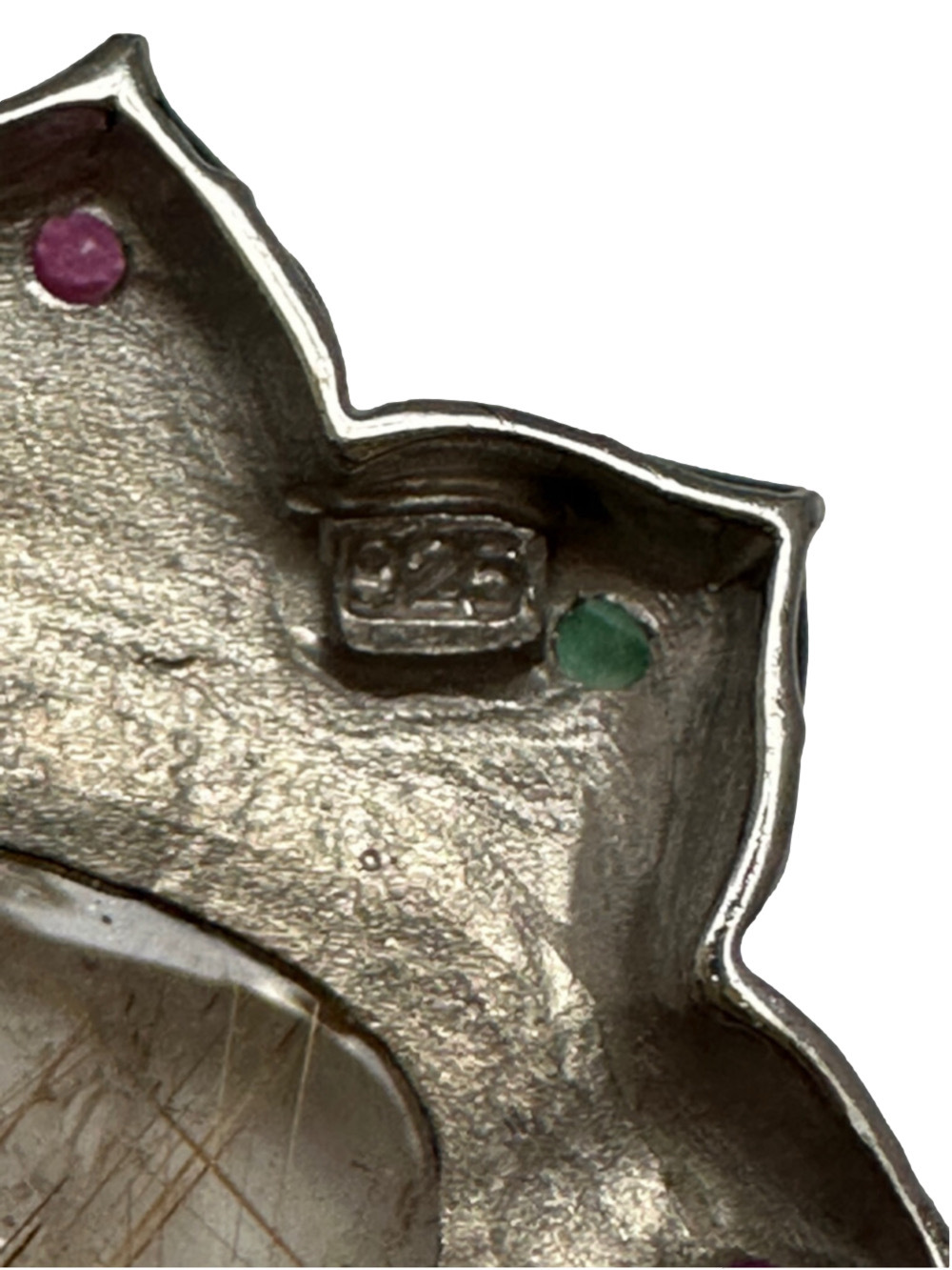 Sterling Silver 925 Pendant with Semiprecious Stones and Enamel Made in USA - Picture 3 of 3
